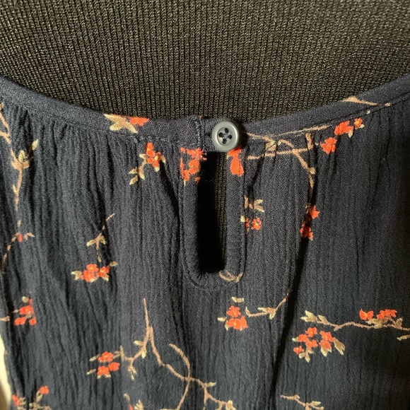 Volcom Navy Floral Ruffle Tank Blouse - Picture 3 of 6